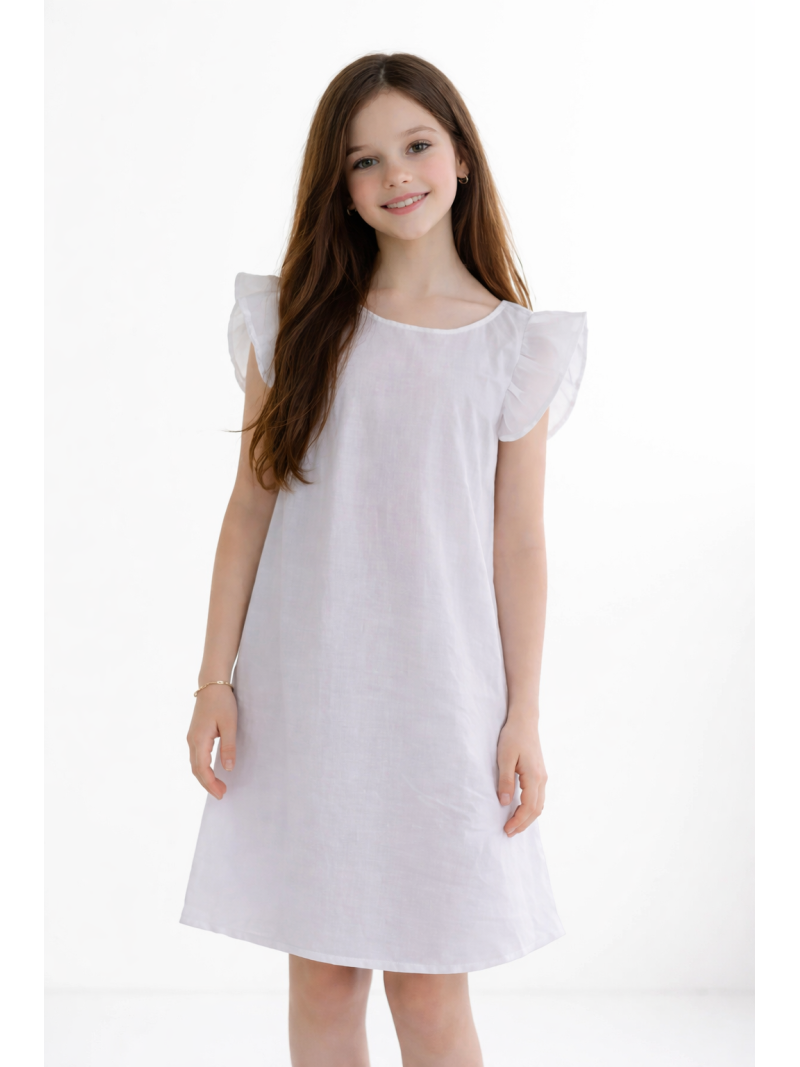 Платье-туника "Жемчужинка" CоЛнЦе для девочек | Белое с крылышками купить