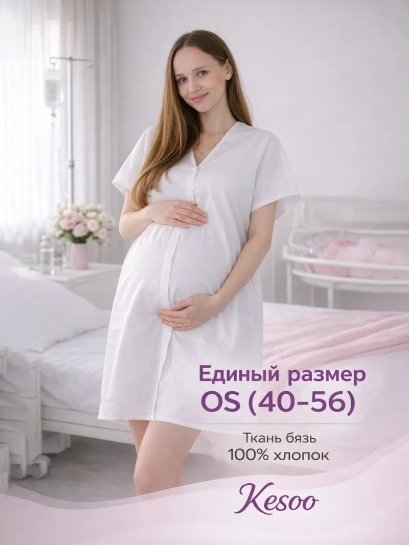 Ночная сорочка "Василиса" Kesoo | Для беременных и роддома на липучках