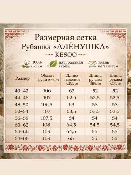 Русская народная рубашка "Алёнушка" Kesoo | Белая хлопок купить