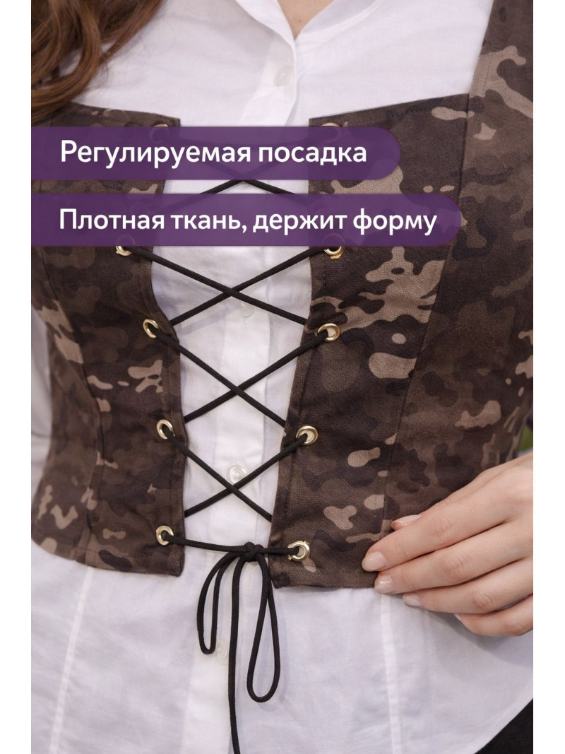 Корсет "Милитари" камуфляжный на шнуровке — укороченный женский корсет с акцентом на талию