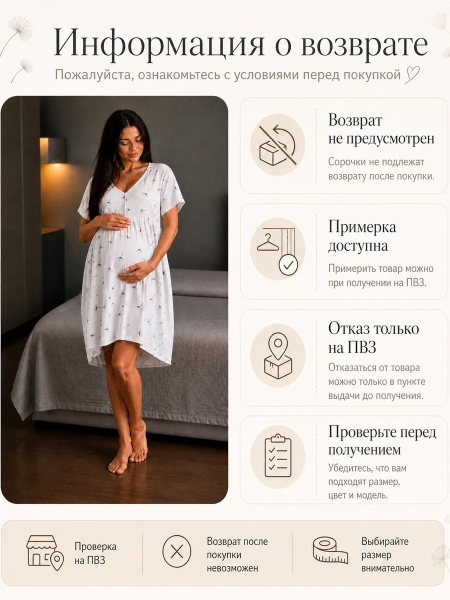Сорочка для беременных и кормящих "Мамочка" муслин — ночная сорочка для роддома